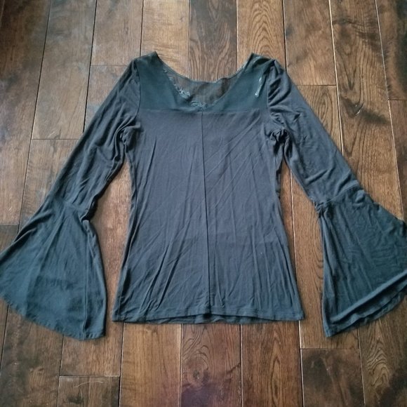 VENUS Lace and Mesh Top with Bell Sleeves - Picture 7 of 12